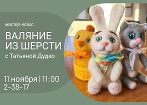 11 ноября мастер-класс по валянию игрушки из шерсти с Татьяной Дудко.